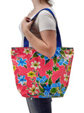 Freckled Sage Oilcloth Zip Tote Bag in Hawaii Pink