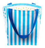 Freckled Sage Oilcloth Zip Tote Bag in Stripe Light Blue