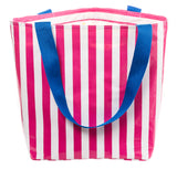 Freckled Sage Oilcloth Zip Tote Bag in Stripe Pink