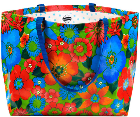 Freckled Sage Oilcloth Extra Large Tote Betty's Bunch Lime
