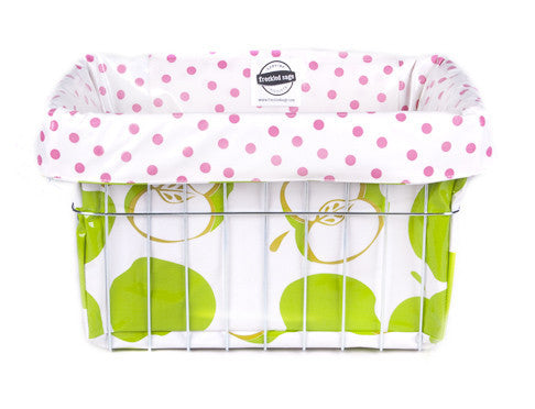 Freckled Sage Oilcloth Bike Basket Liner Mod Apple Green