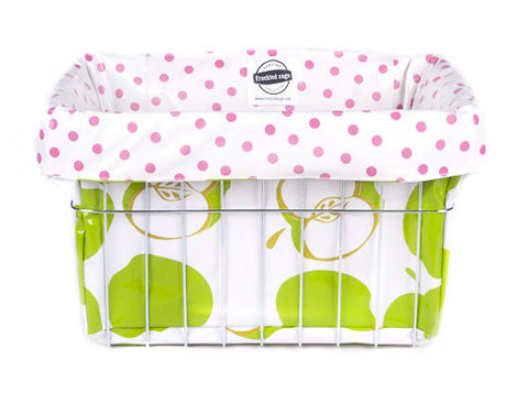 Freckled Sage Oilcloth Bike Basket Liner Mod Apple Green