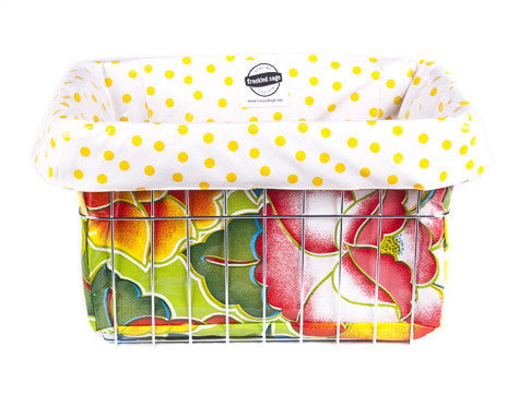 Freckled Sage Oilcloth Bike Basket Liner Sage's Garden Lime