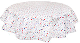 Round Oilcloth Tablecloths in Stars Red, White, and Navy Blue