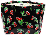 Freckled Sage Oilcloth Extra Large Tote Cherry Black