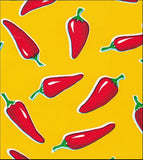 Freckled Sage Oilcloth Swatch Chili Peppers on Yellow