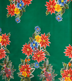 Freckled Sage Oilcloth Christmas Poinsettia on Green