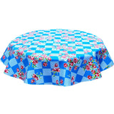 freckled sage round tulips blue oilcloth tablecloth