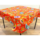 Skulls on Orange Oilcloth Tablecloths