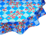 freckled sage round tulips blue oilcloth tablecloth