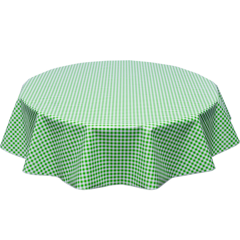 freckled sage round tablecloth lime gingham
