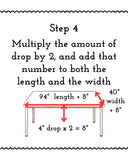 Custom Rectangular Tablecloth Wider than 48" & up to 120" Long