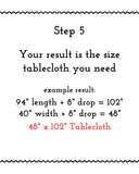 Custom Rectangular Tablecloth Wider than 48" & up to 120" Long