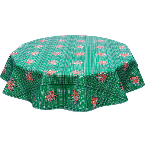 Bouquet Green Round Oilcloth Tablecloth