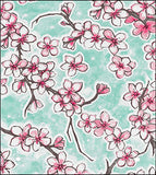 Odd Sized Cherry Blossom Aqua Oilcloth Tablecloths