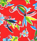 Freckled Sage Fabric Swatch Animal wonderland red birds flowers on solid red 
