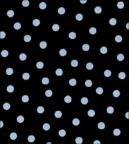 Round White Dot on Black Oilcloth Tablecloths