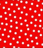 36 x 49 Dot White on Red Oilcloth Tablecloths