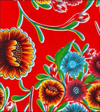 51 x72 Bloom Red Oilcloth Tablecloth