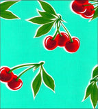 Odd Sized Cherry Aqua Oilcloth Tablecloths