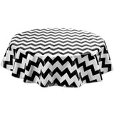 round chevron black oilcloth tablecloth