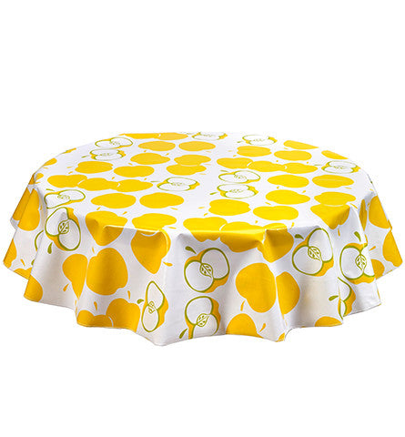 Slightly Imperfect Round Oilcloth Tablecloths in Mod Apple Yellow