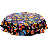 round skulls black oilcloth tablecloth