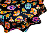 round skulls black oilcloth tablecloth