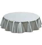 Freckled Sage Oilcloth Round Tablecloth Solid Silver