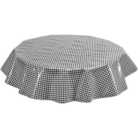 Round Gingham Black Oilcloth Tablecloths
