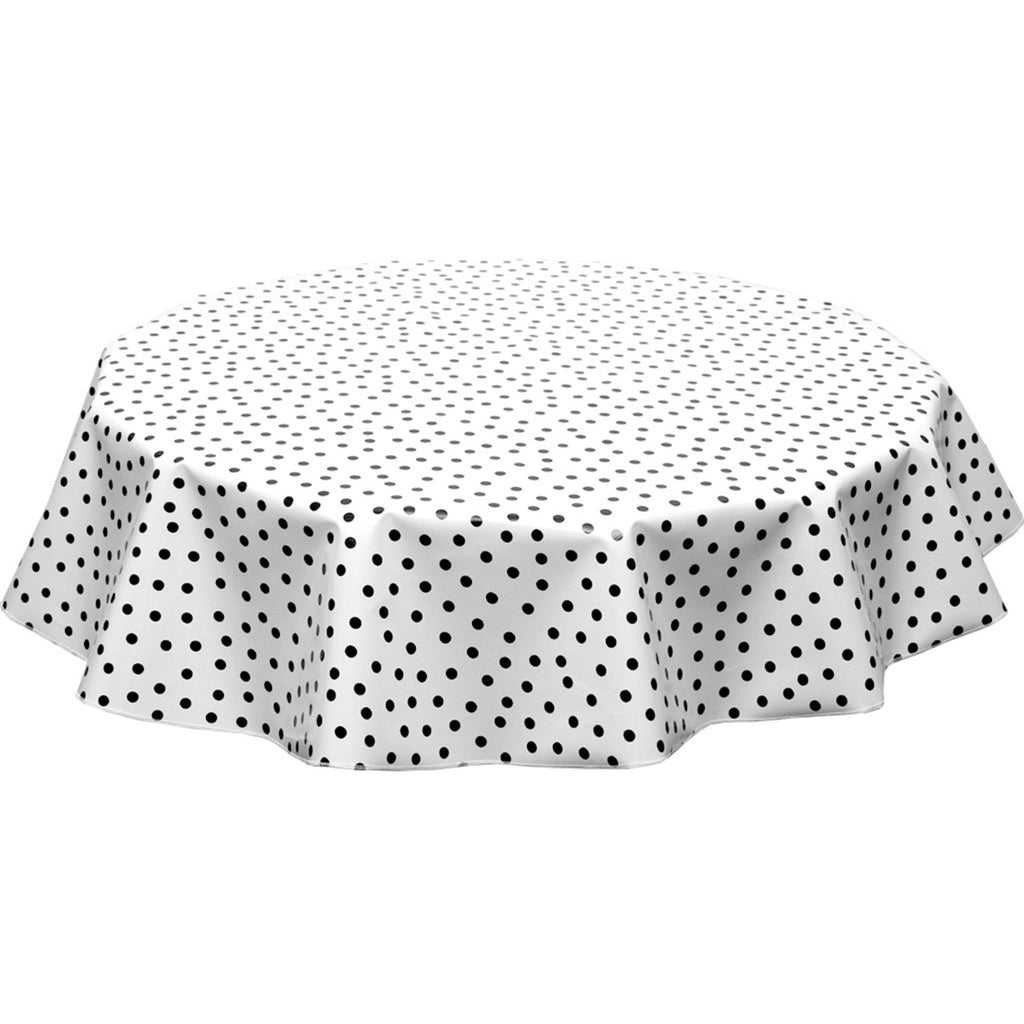round dot black oilcloth tablecloth