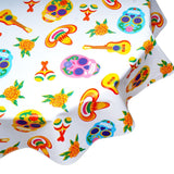 round skulls white oilcloth tablecloth