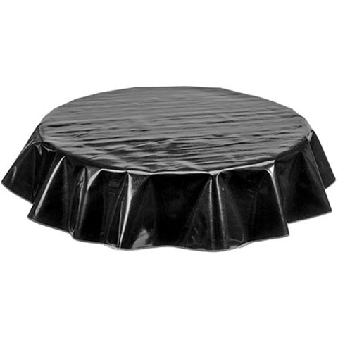 round solid black oilcloth tablecloth