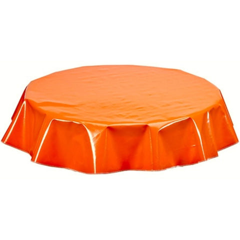 round solid orange oilcloth tablecloth
