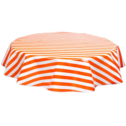 round stripe orange oilcloth tablcloth