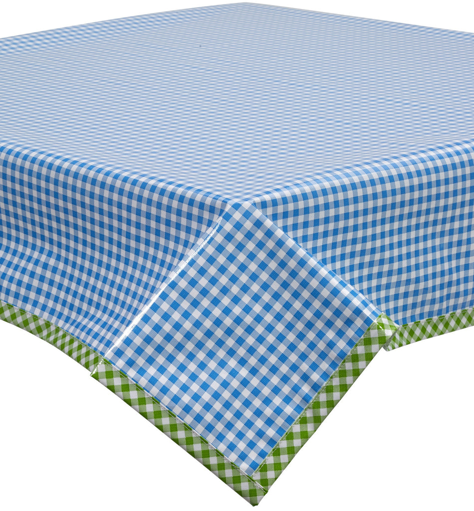 Slightly Imperfect Gingham Light Blue Oilcloth Tablecloths