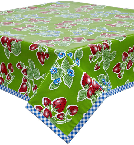 Freckled Sage Oilcloth Tablecloth Strawberry Green