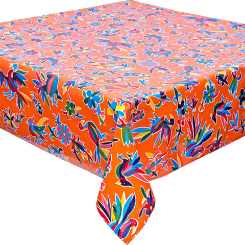 square animal wonderland oilcloth tablecloth with a hem