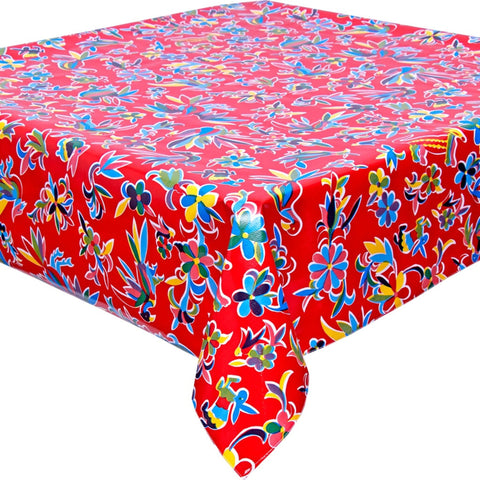 square animal wonderland oilcloth tablecloth with a hem 