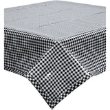 square gingham black oilcloth tablecloth with black gingham trim