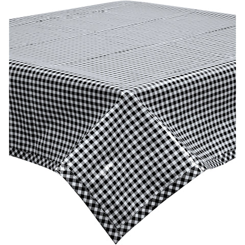 square gingham black oilcloth tablecloth with black gingham trim