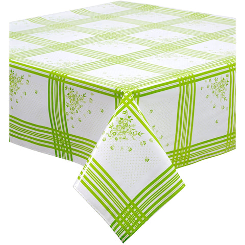 square corn flower lime green oilcloth tablecloth with a hem