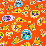 Skulls on Orange Oilcloth Tablecloths
