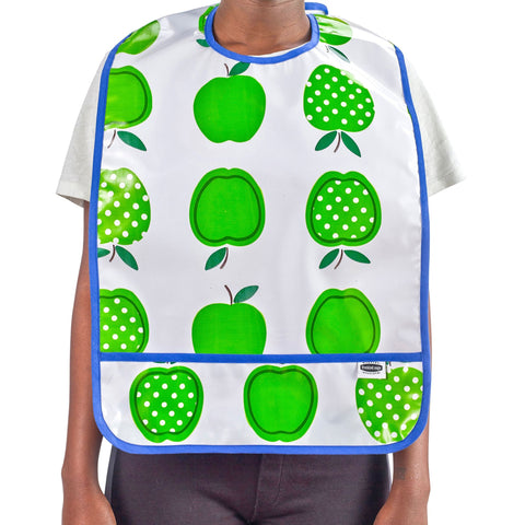 Freckled Sage Oilcloth Adult Bib Apples & Dots