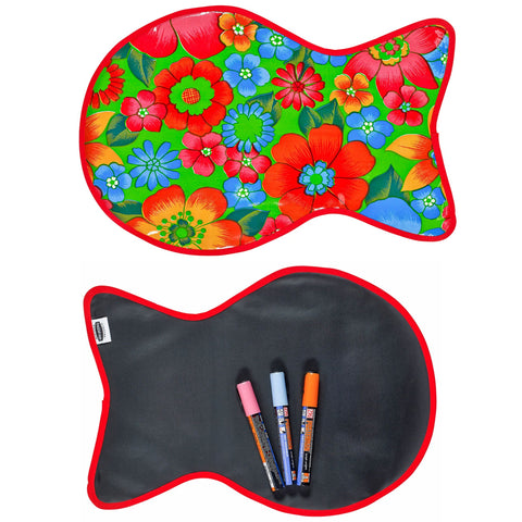 reversible cat mat in betty's bunch lime and chalk fabric