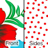 big flowers and stripes white oilcloth lunch bag