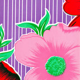 freckled sage big flowers and stripes purple oilcloth swatch