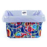 oilcloth bike basket liner in bloom navy