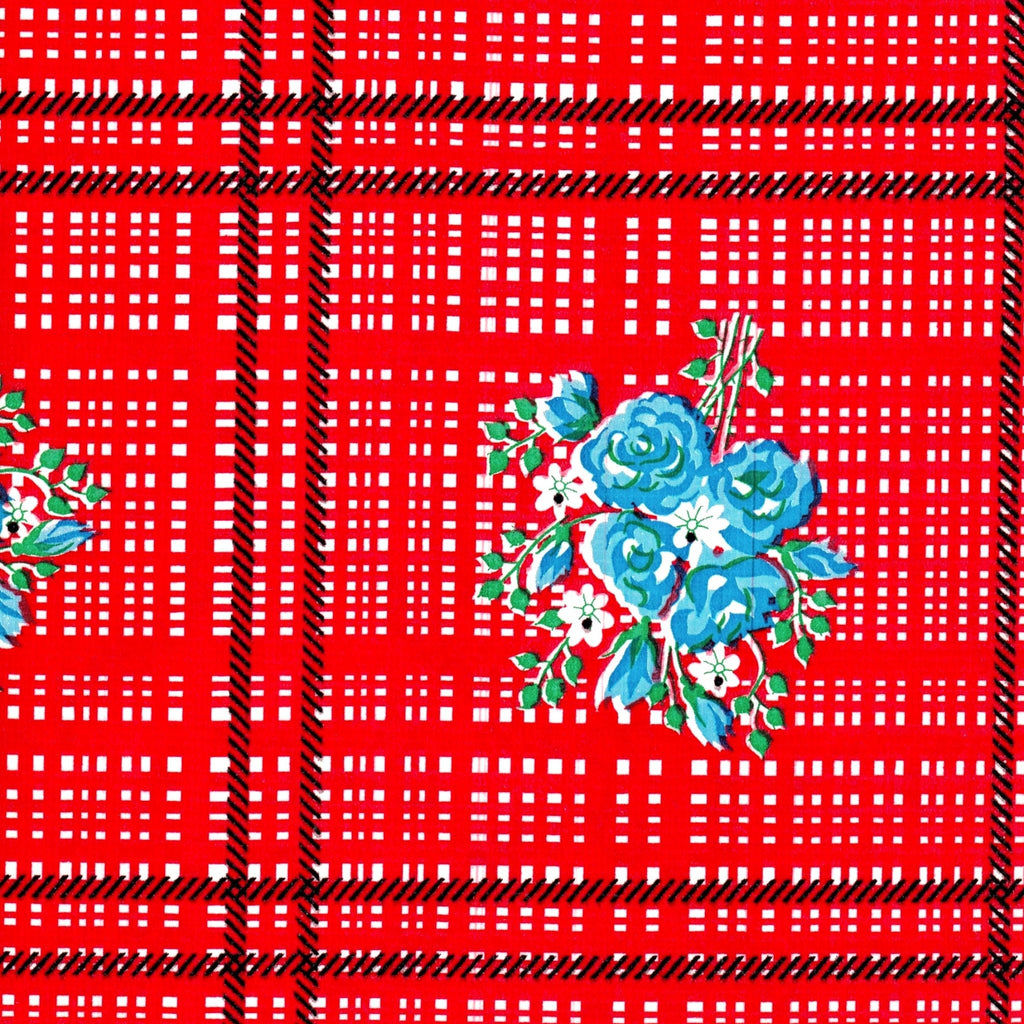 bouquet red oilcloth swatch