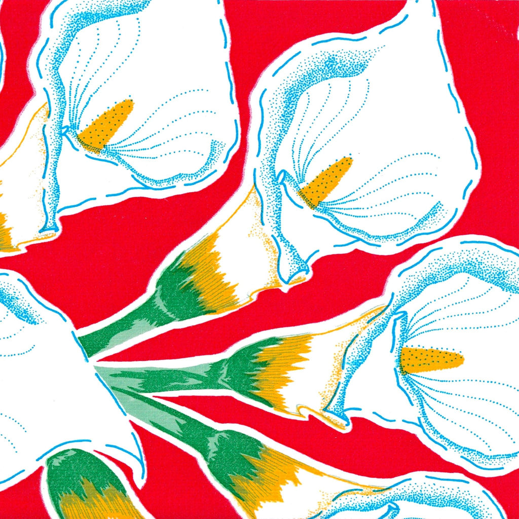 freckled sage calla lily red oilcloth swatch